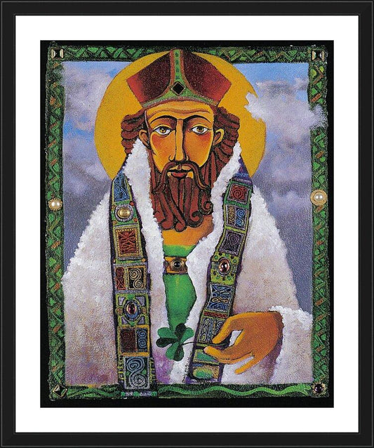 Wall Frame Black, Matted - St. Patrick by M. McGrath