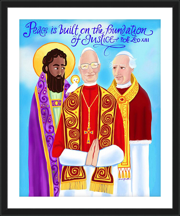 Wall Frame Black, Matted - Peace is Built of the Foundation of Justice by M. McGrath