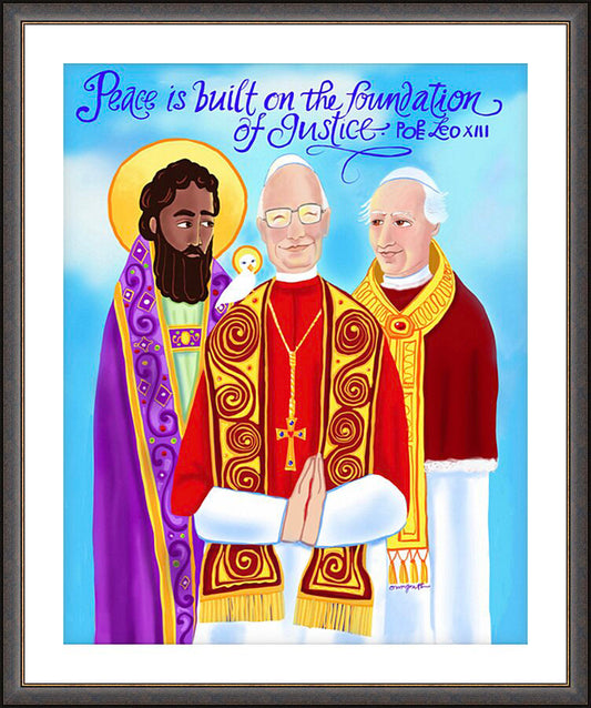 Wall Frame Espresso, Matted - Peace is Built of the Foundation of Justice by M. McGrath