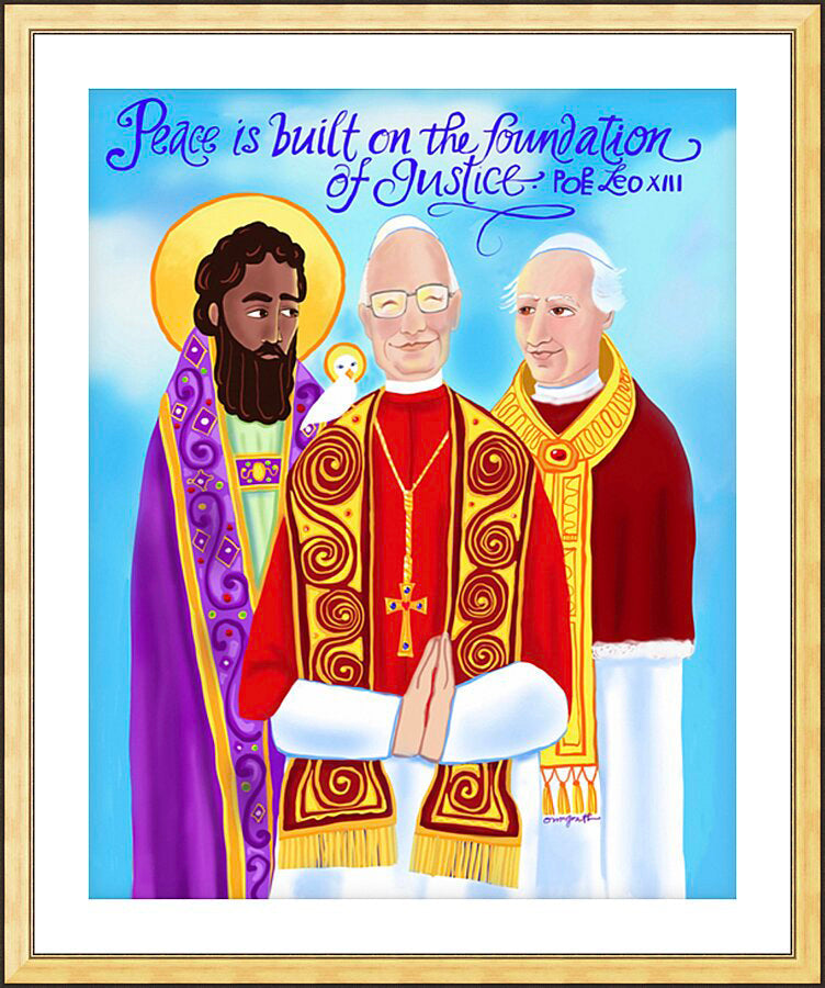 Wall Frame Gold, Matted - Peace is Built of the Foundation of Justice by M. McGrath