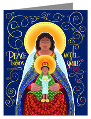 Custom Text Note Card - Peace Begins With A Smile by M. McGrath