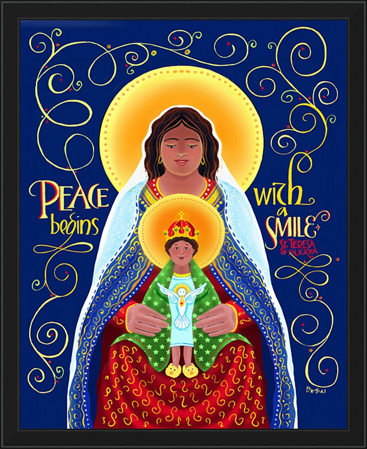 Wall Frame Black - Peace Begins With A Smile by M. McGrath