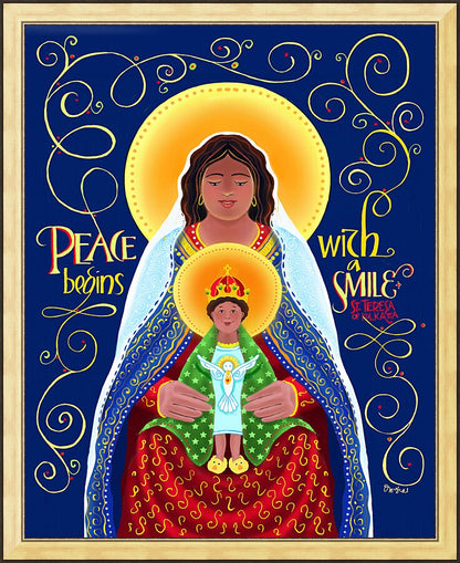 Wall Frame Gold - Peace Begins With A Smile by M. McGrath