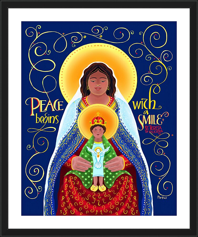 Wall Frame Black, Matted - Peace Begins With A Smile by M. McGrath