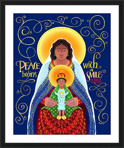 Wall Frame Black, Matted - Peace Begins With A Smile by M. McGrath