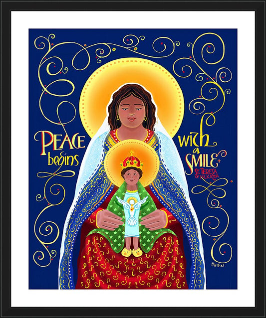 Wall Frame Black, Matted - Peace Begins With A Smile by M. McGrath