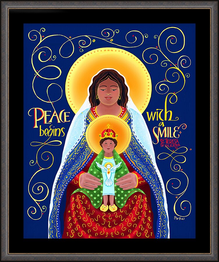 Wall Frame Espresso - Peace Begins With A Smile by M. McGrath