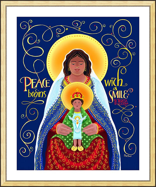 Wall Frame Gold, Matted - Peace Begins With A Smile by M. McGrath
