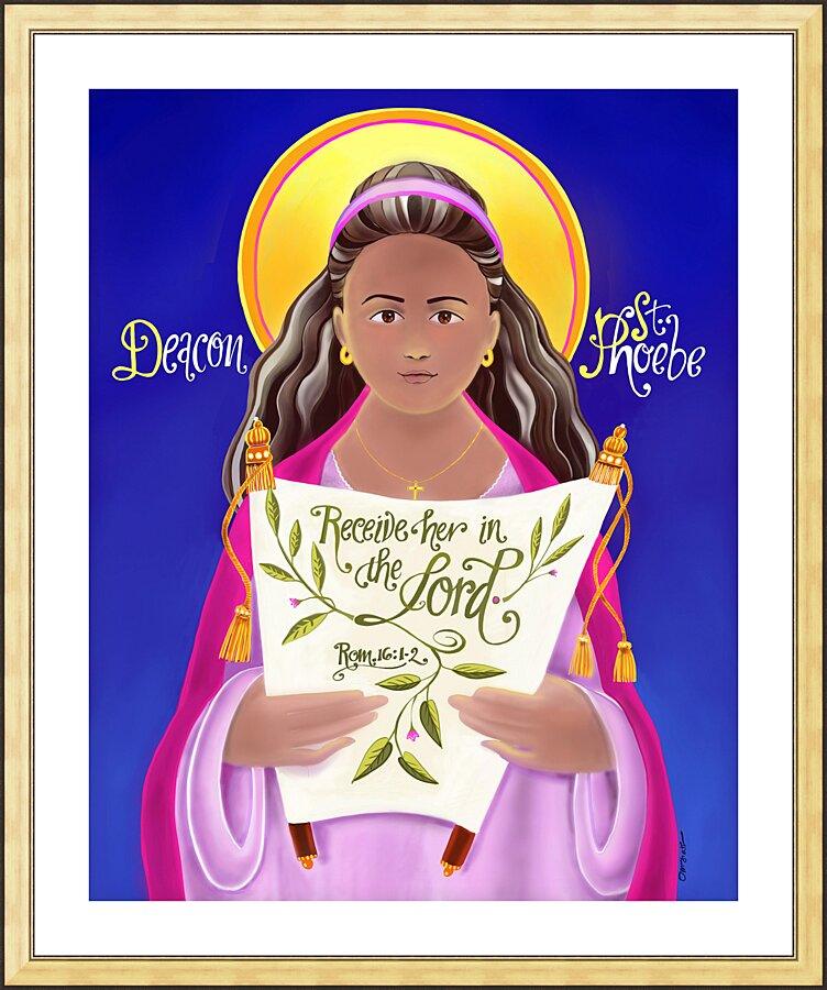 Wall Frame Gold, Matted - St. Phoebe by Br. Mickey McGrath, OSFS - Trinity Stores