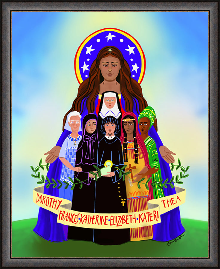 Wall Frame Espresso - Mary, Patroness of America by M. McGrath