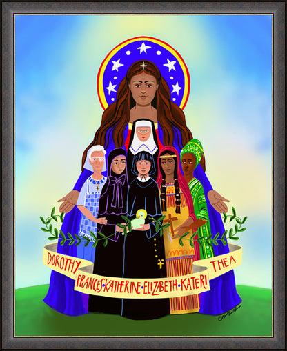 Wall Frame Espresso - Mary, Patroness of America by M. McGrath