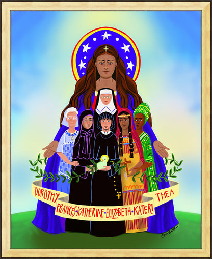 Wall Frame Gold - Mary, Patroness of America by M. McGrath