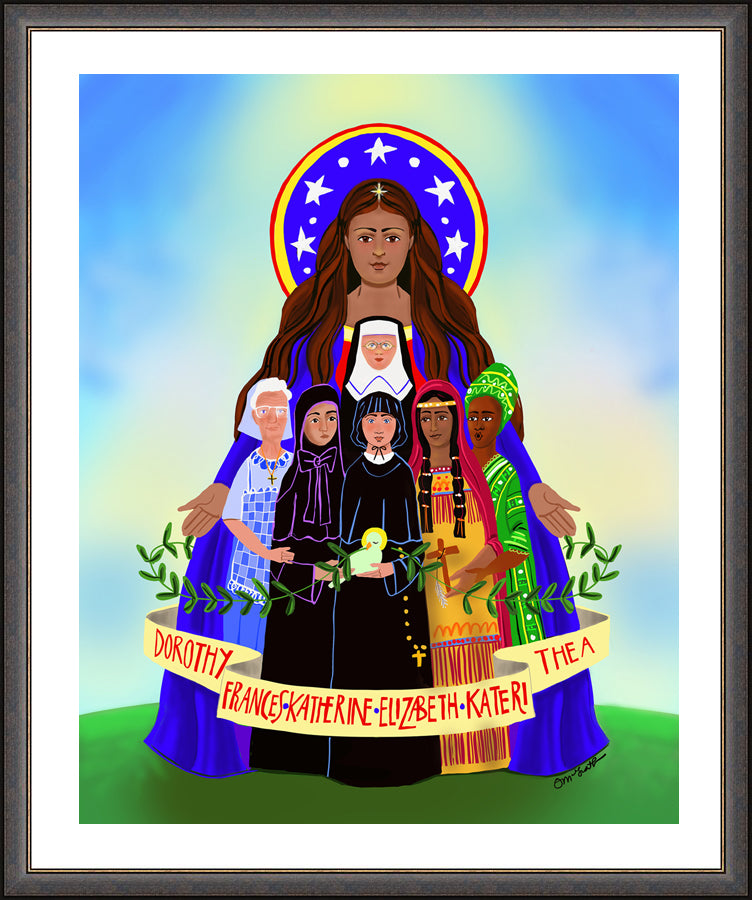 Wall Frame Espresso - Mary, Patroness of America by M. McGrath