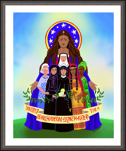 Wall Frame Espresso - Mary, Patroness of America by M. McGrath