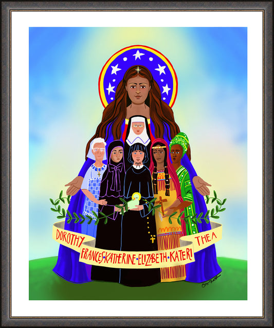 Wall Frame Espresso - Mary, Patroness of America by M. McGrath
