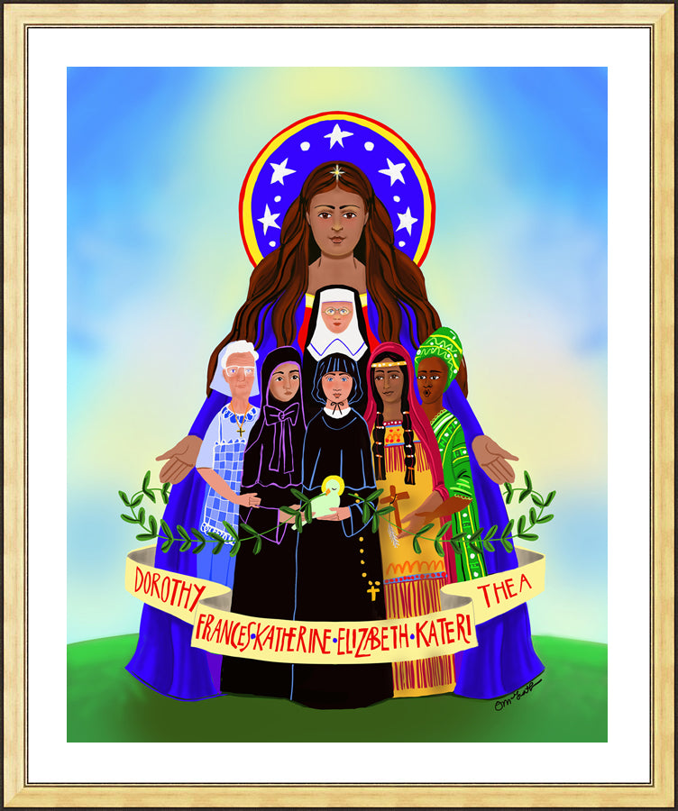 Wall Frame Gold - Mary, Patroness of America by M. McGrath