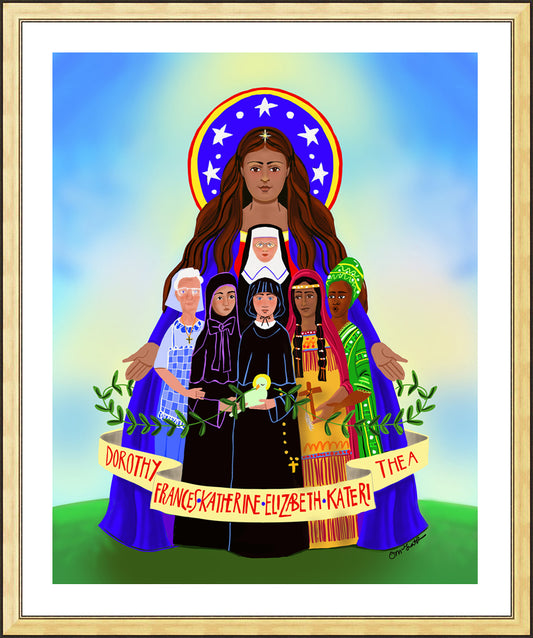 Wall Frame Gold - Mary, Patroness of America by M. McGrath