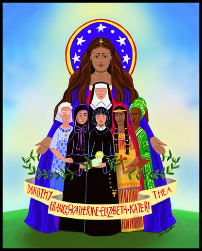 Wood Plaque - Mary, Patroness of America by M. McGrath