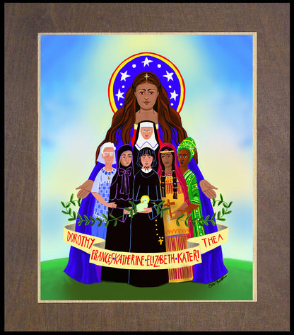 Wood Plaque Premium - Mary, Patroness of America by M. McGrath