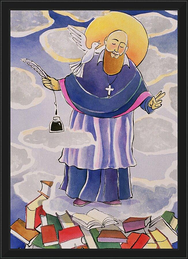 Wall Frame Black - St. Francis de Sales, Patron of Writers by Br. Mickey McGrath, OSFS - Trinity Stores