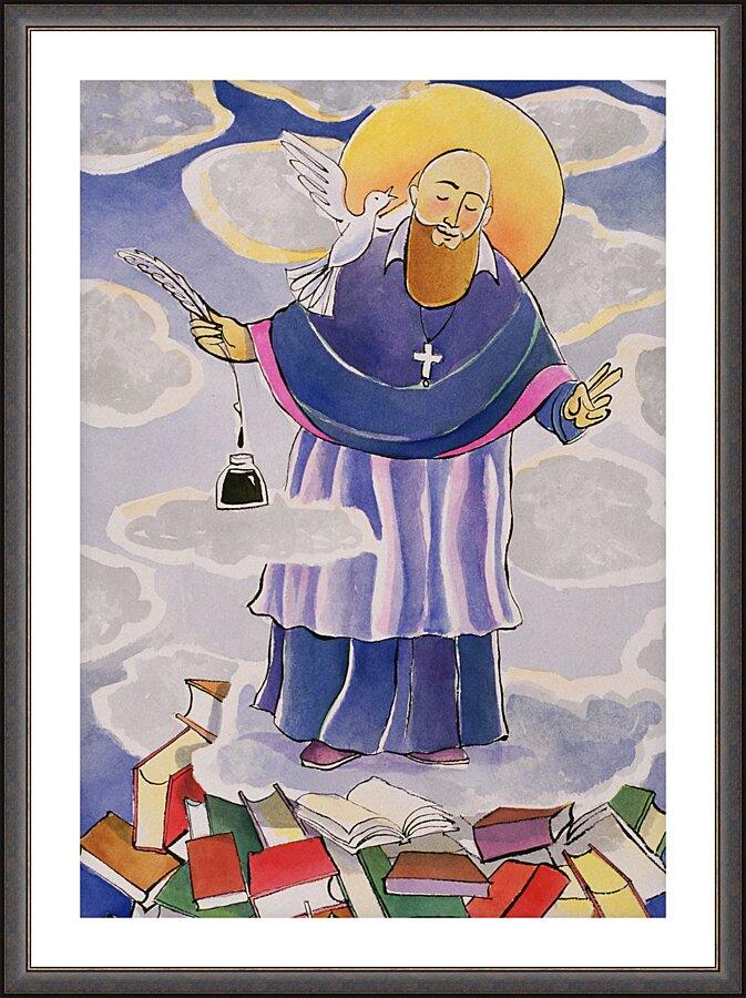 Wall Frame Espresso, Matted - St. Francis de Sales, Patron of Writers by Br. Mickey McGrath, OSFS - Trinity Stores