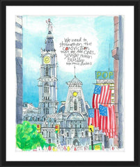 Wall Frame Black - Pope Francis: Philly City Hall by M. McGrath