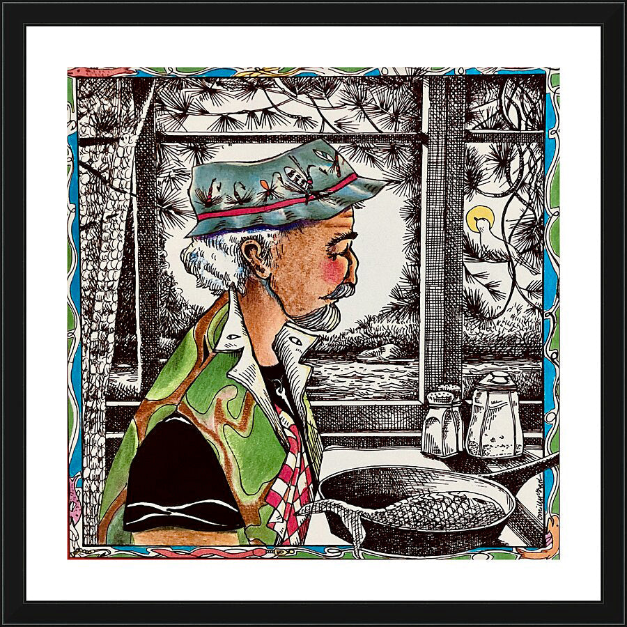 Wall Frame Black, Matted - St. Peter, Patron of Fisherman by M. McGrath