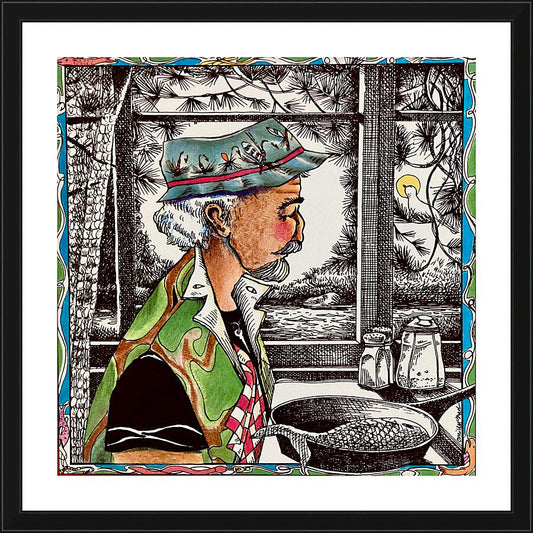 Wall Frame Black, Matted - St. Peter, Patron of Fisherman by M. McGrath