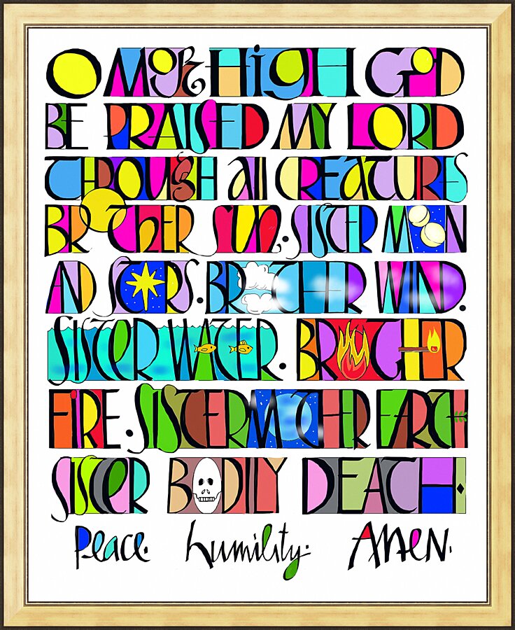 Wall Frame Gold - All Creatures Praise the Lord by M. McGrath