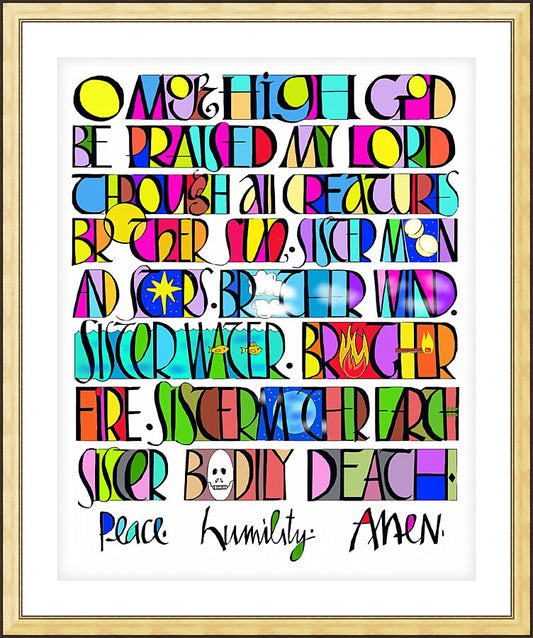 Wall Frame Gold, Matted - All Creatures Praise the Lord by M. McGrath