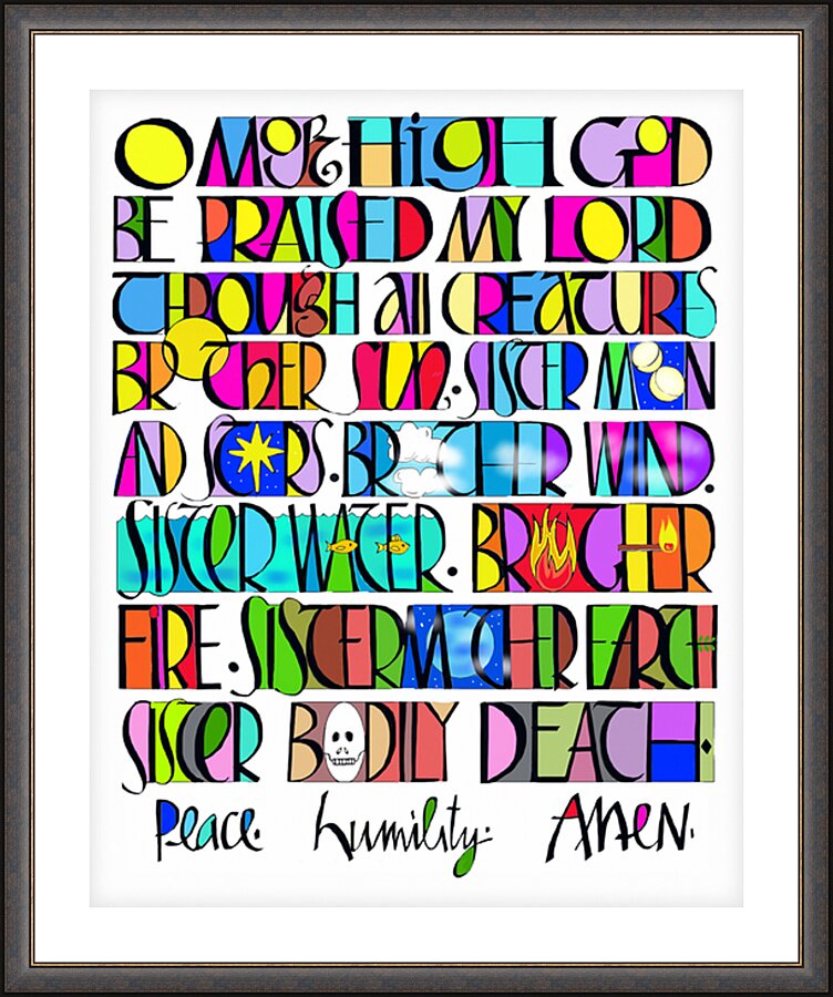 Wall Frame Espresso, Matted - All Creatures Praise the Lord by M. McGrath