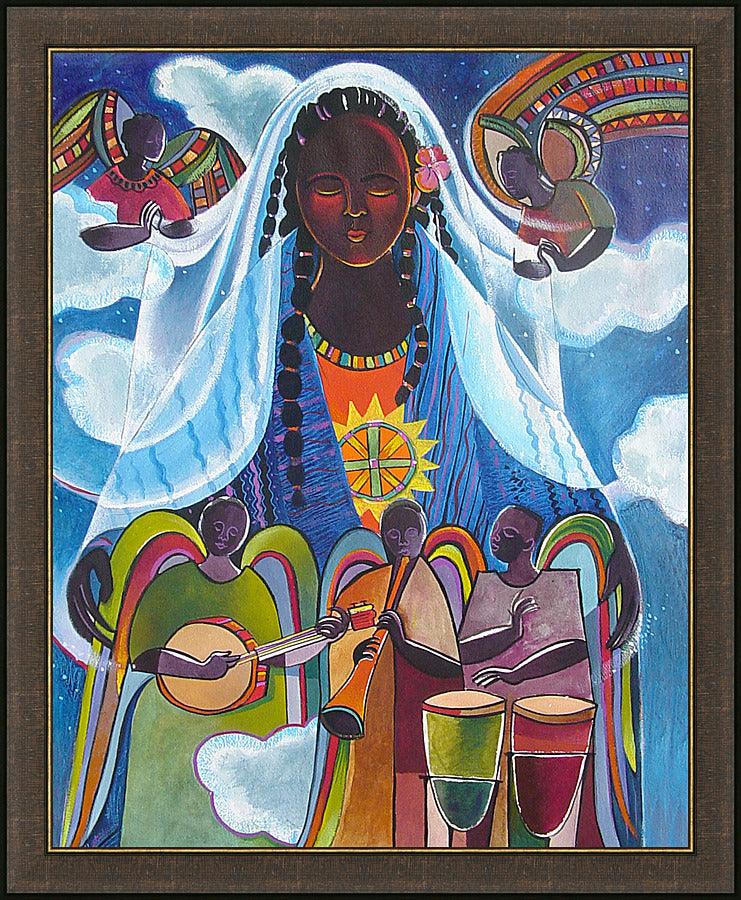 Wall Frame Espresso - Mary, Queen of the Angels by Br. Mickey McGrath, OSFS - Trinity Stores