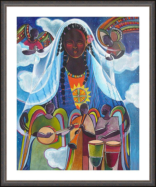 Wall Frame Espresso, Matted - Mary, Queen of the Angels by M. McGrath