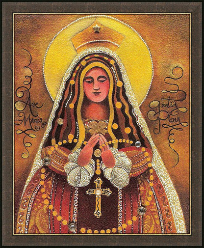Wall Frame Espresso - Mary, Queen of the Rosary by M. McGrath