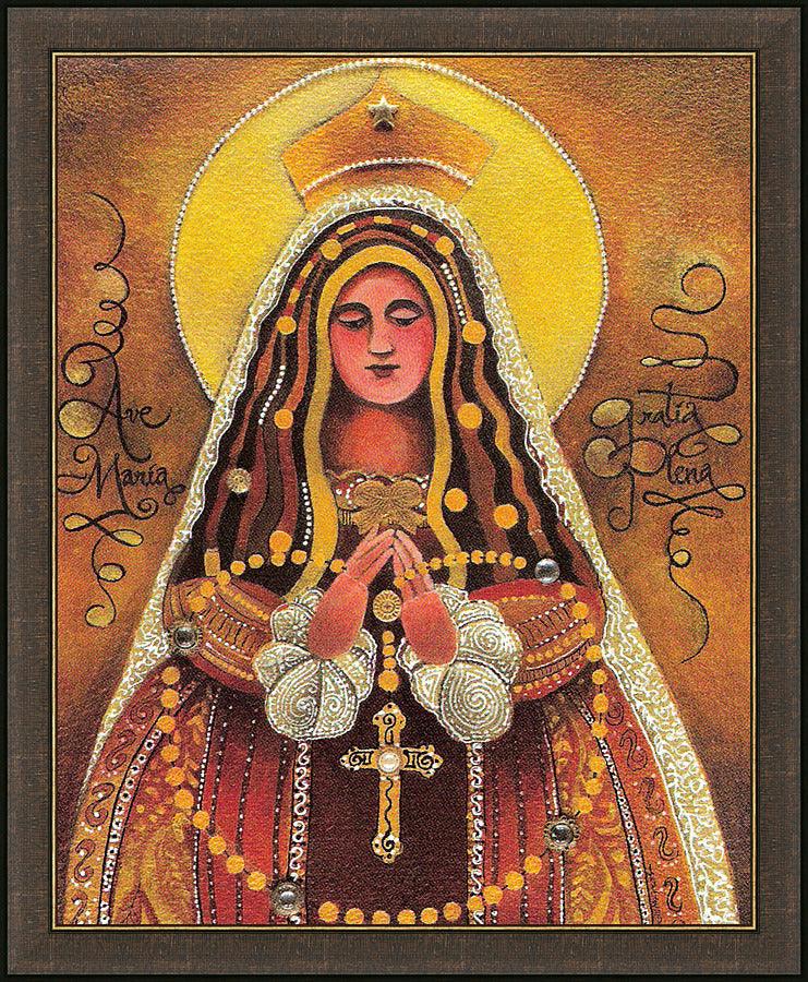 Wall Frame Espresso - Mary, Queen of the Rosary by Br. Mickey McGrath, OSFS - Trinity Stores