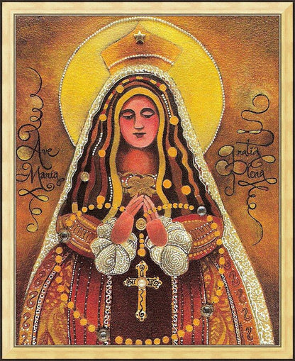 Wall Frame Gold - Mary, Queen of the Rosary by M. McGrath
