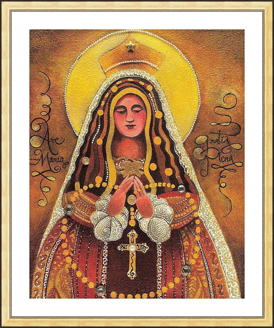 Wall Frame Gold, Matted - Mary, Queen of the Rosary by M. McGrath