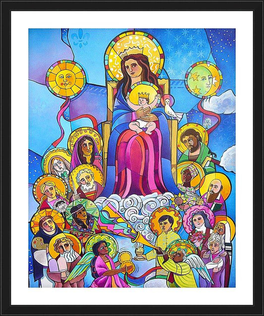 Wall Frame Black, Matted - Mary, Queen of the Saints by M. McGrath