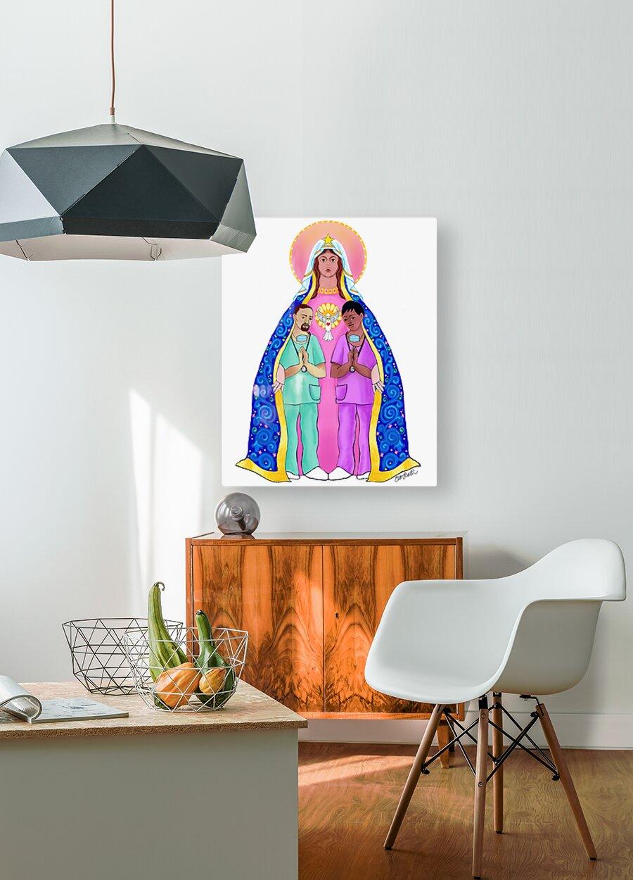 Metal Print - Our Lady of Refuge with Health Care Workers by M. McGrath