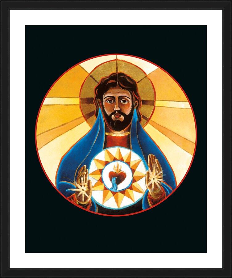 Wall Frame Black, Matted - Sacred Heart by M. McGrath