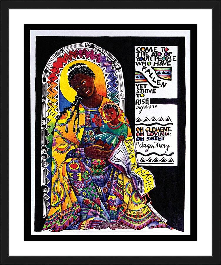 Wall Frame Black, Matted - Salamu Maria 'Hail Mary' in Swahili by Br. Mickey McGrath, OSFS - Trinity Stores