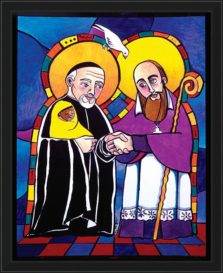 Wall Frame Black - Sts. Francis de Sales and Vincent de Paul by Br. Mickey McGrath, OSFS - Trinity Stores