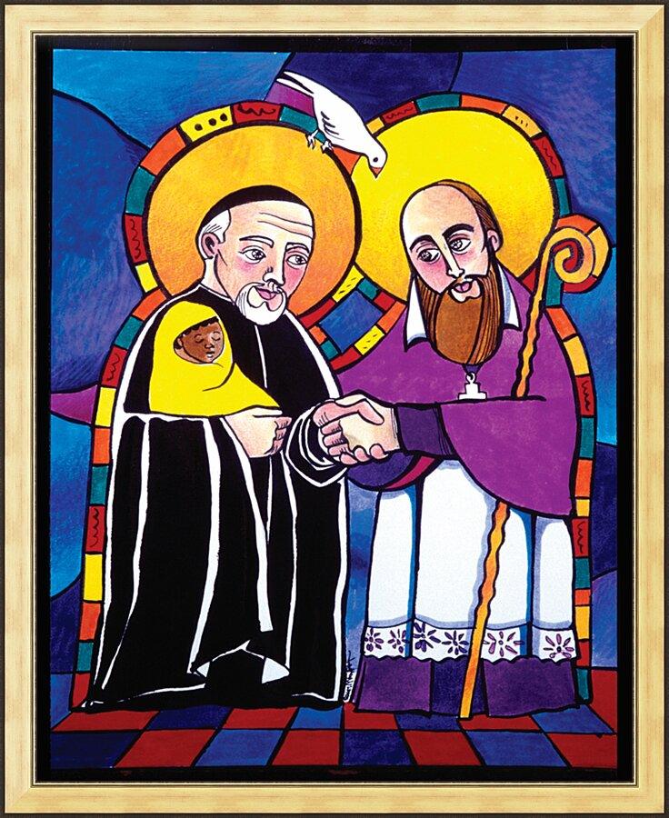 Wall Frame Gold - Sts. Francis de Sales and Vincent de Paul by Br. Mickey McGrath, OSFS - Trinity Stores