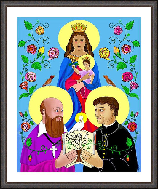 Wall Frame Espresso, Matted - Sts. Francis de Sales and John Bosco by M. McGrath