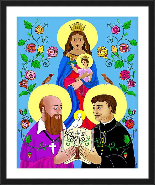 Wall Frame Black, Matted - Sts. Francis de Sales and John Bosco by M. McGrath