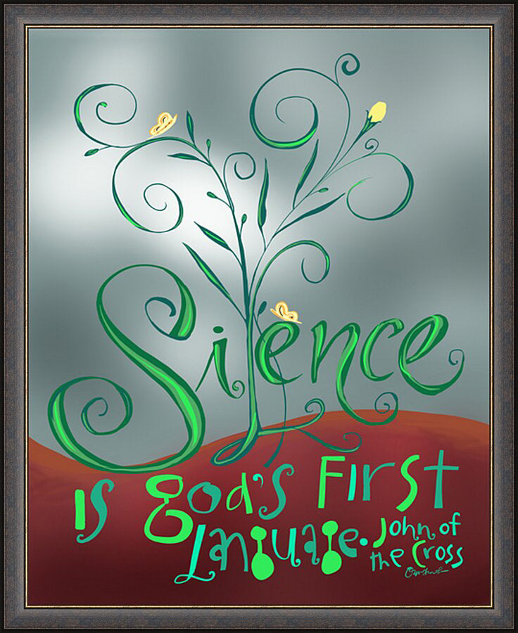 Wall Frame Espresso - Silence is God's First Language by M. McGrath