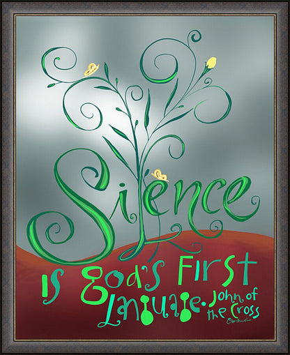 Wall Frame Espresso - Silence is God's First Language by M. McGrath
