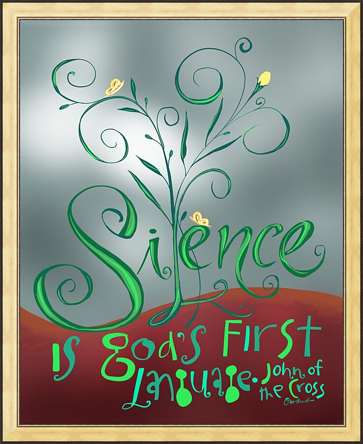 Wall Frame Gold - Silence is God's First Language by M. McGrath