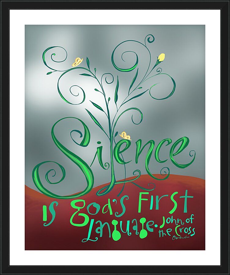 Wall Frame Black, Matted - Silence is God's First Language by M. McGrath