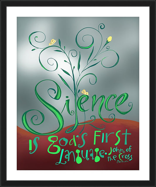 Wall Frame Black, Matted - Silence is God's First Language by M. McGrath